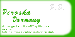 piroska dormany business card